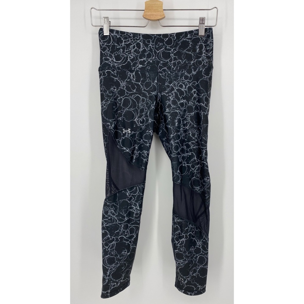 Under Armour Green Black HeatGear Ankle Cropped Athletic Leggings